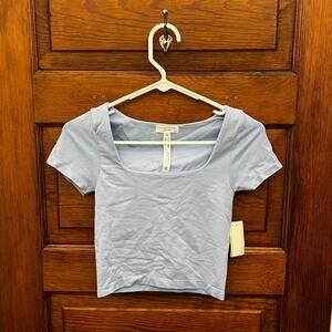 NWT Altar’d State Blue Square Neck Stretch Crop Tee Short Sleeve Top XS/S $38